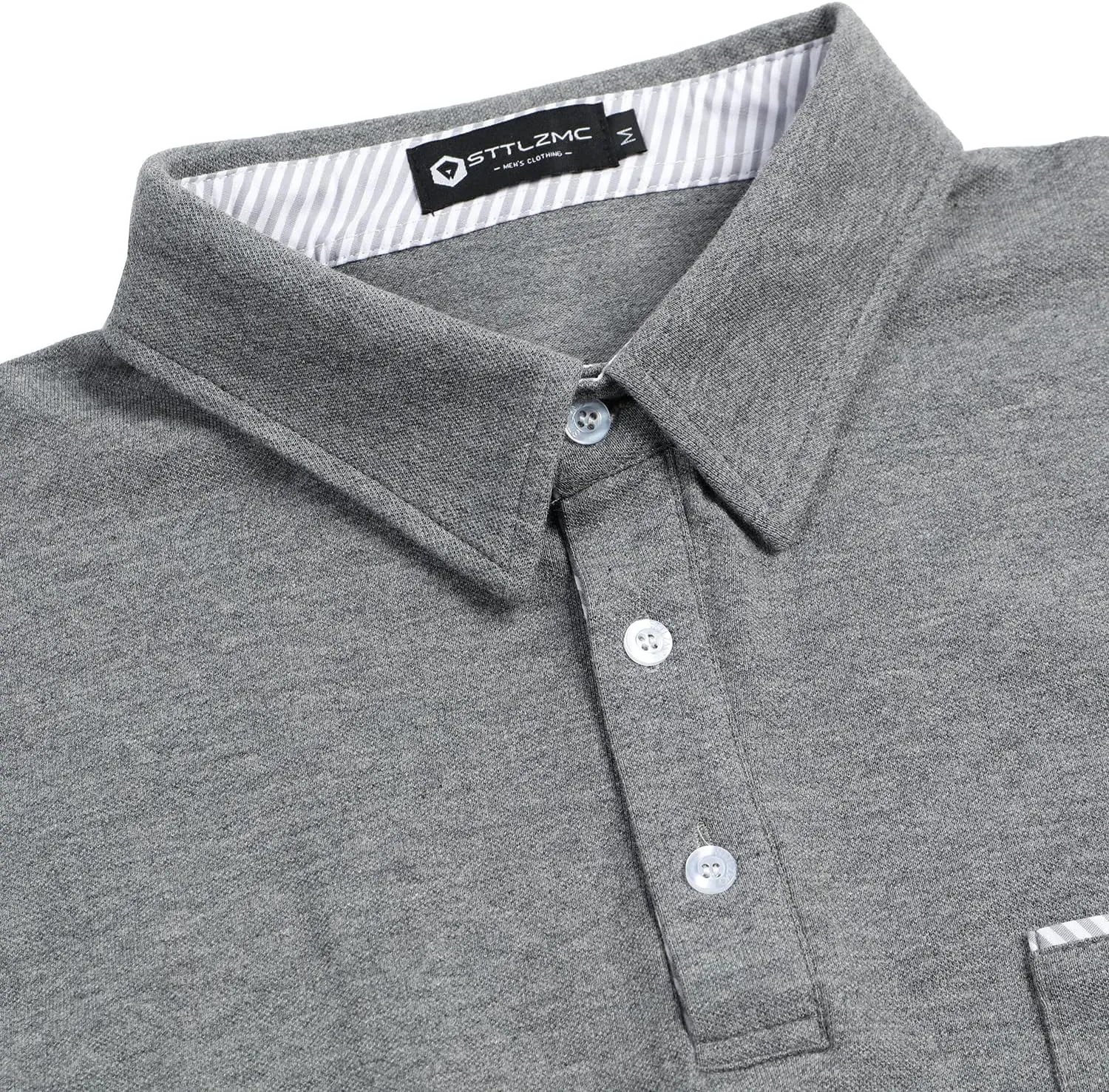 Men's Polo Shirt Long Sleeve Fashion Diagonal Strips Collar Classic Casual T-Shirt