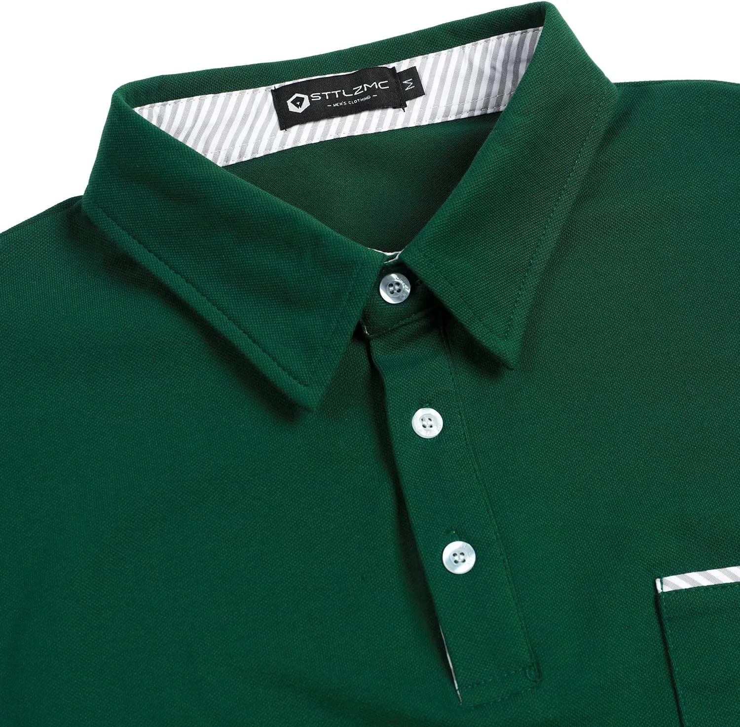 Men's Polo Shirt Long Sleeve Fashion Diagonal Strips Collar Classic Casual T-Shirt