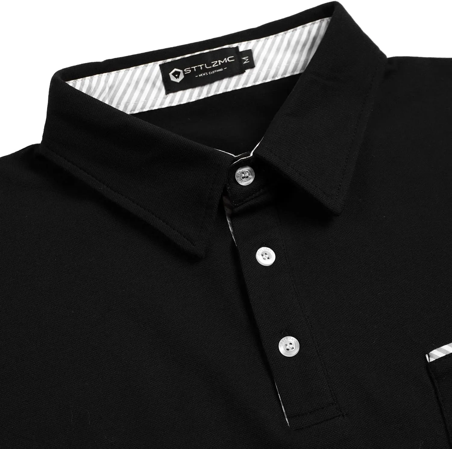 Men's Polo Shirt Long Sleeve Fashion Diagonal Strips Collar Classic Casual T-Shirt