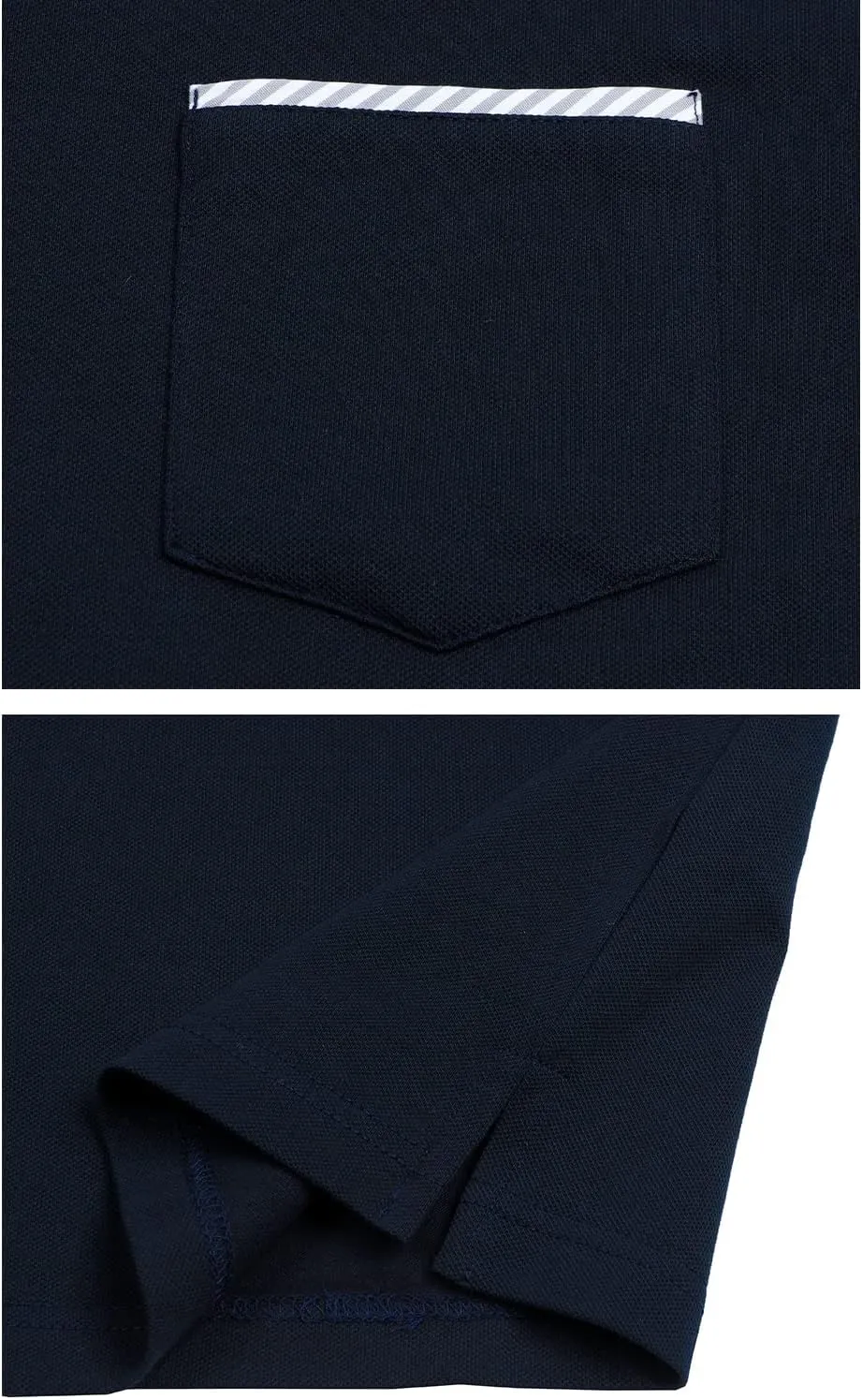 Men's Polo Shirt Short Sleeve Fashion Diagonal Strips Collar Classic Casual T-Shirt with Pocket