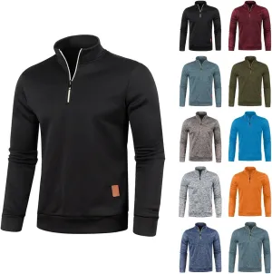 Mens Quarter Zip Pullover Sweater Thermal Mock Neck Sweatshirt Lightweight Slim Fit Performance Fleece Pullover Shirt