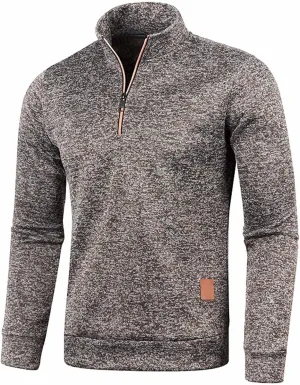 Mens Quarter Zip Pullover Sweater Thermal Mock Neck Sweatshirt Lightweight Slim Fit Performance Fleece Pullover Shirt