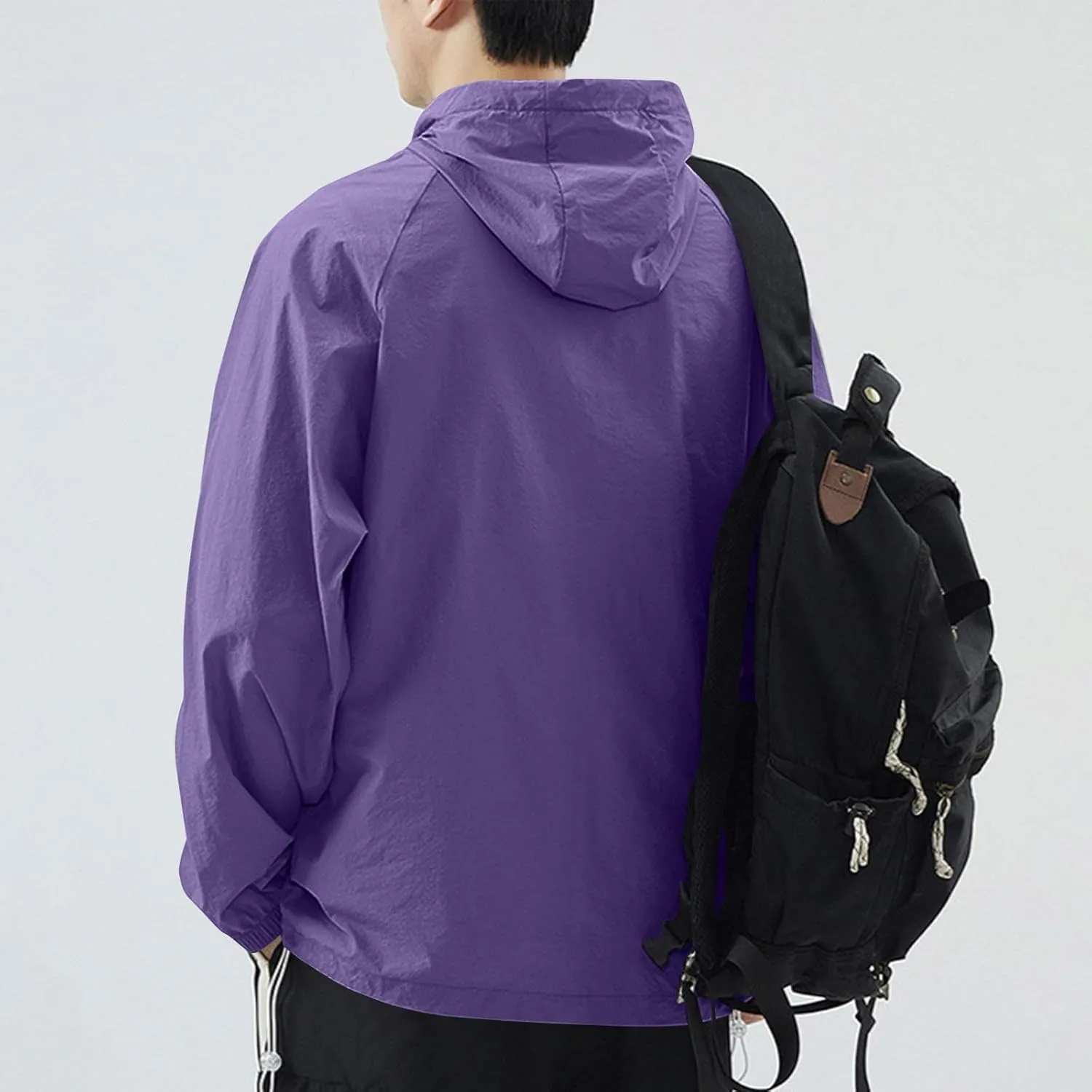 Men's Rash Guard Lightweight Hooded Sun Protection Jacket Windbreaker UPF 50  Coat Outdoor Casual Zip Up Wind Shell