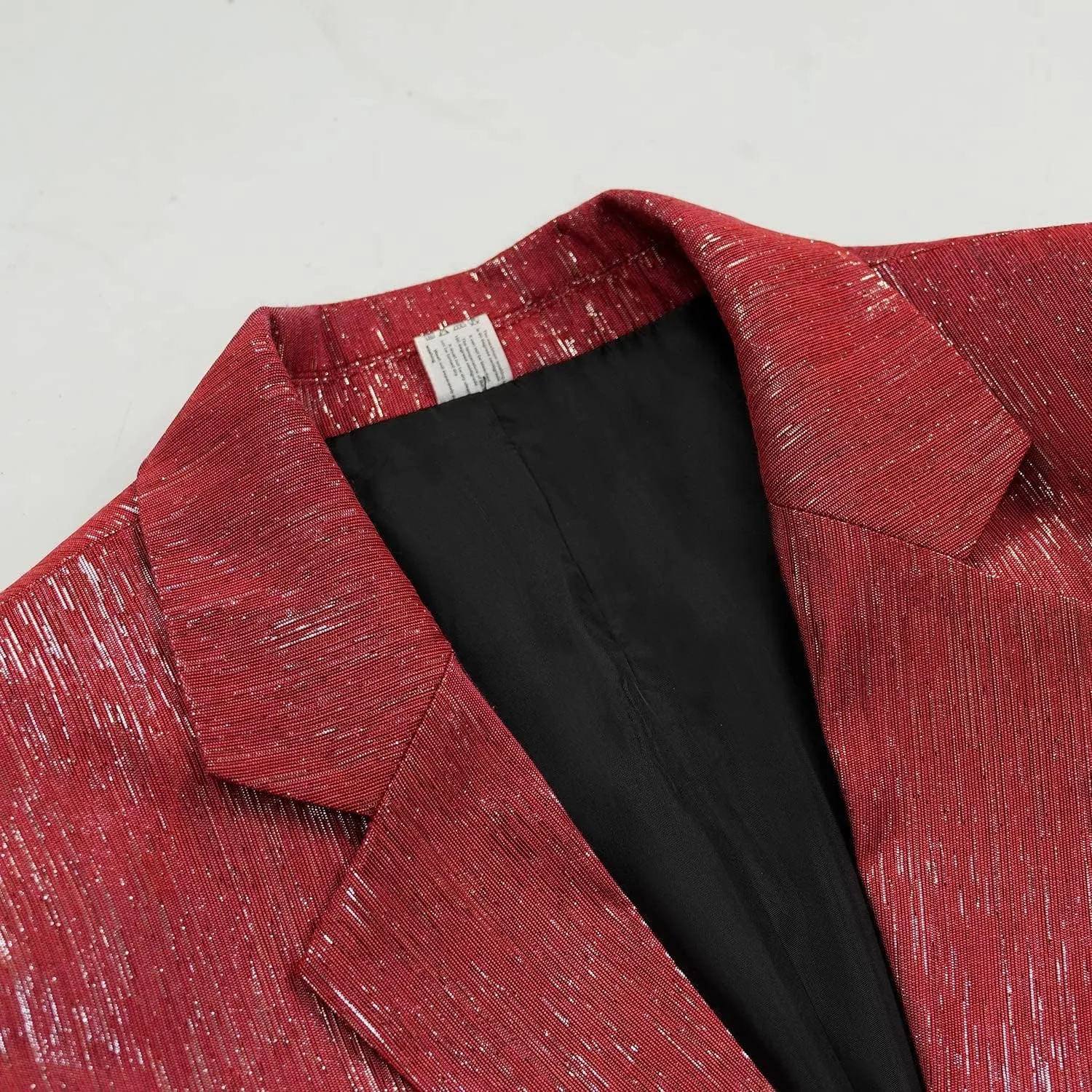 Men's Sequin Stripe Suit 2 Piece Set Shiny Blazer and Pants Disco Party Outfit