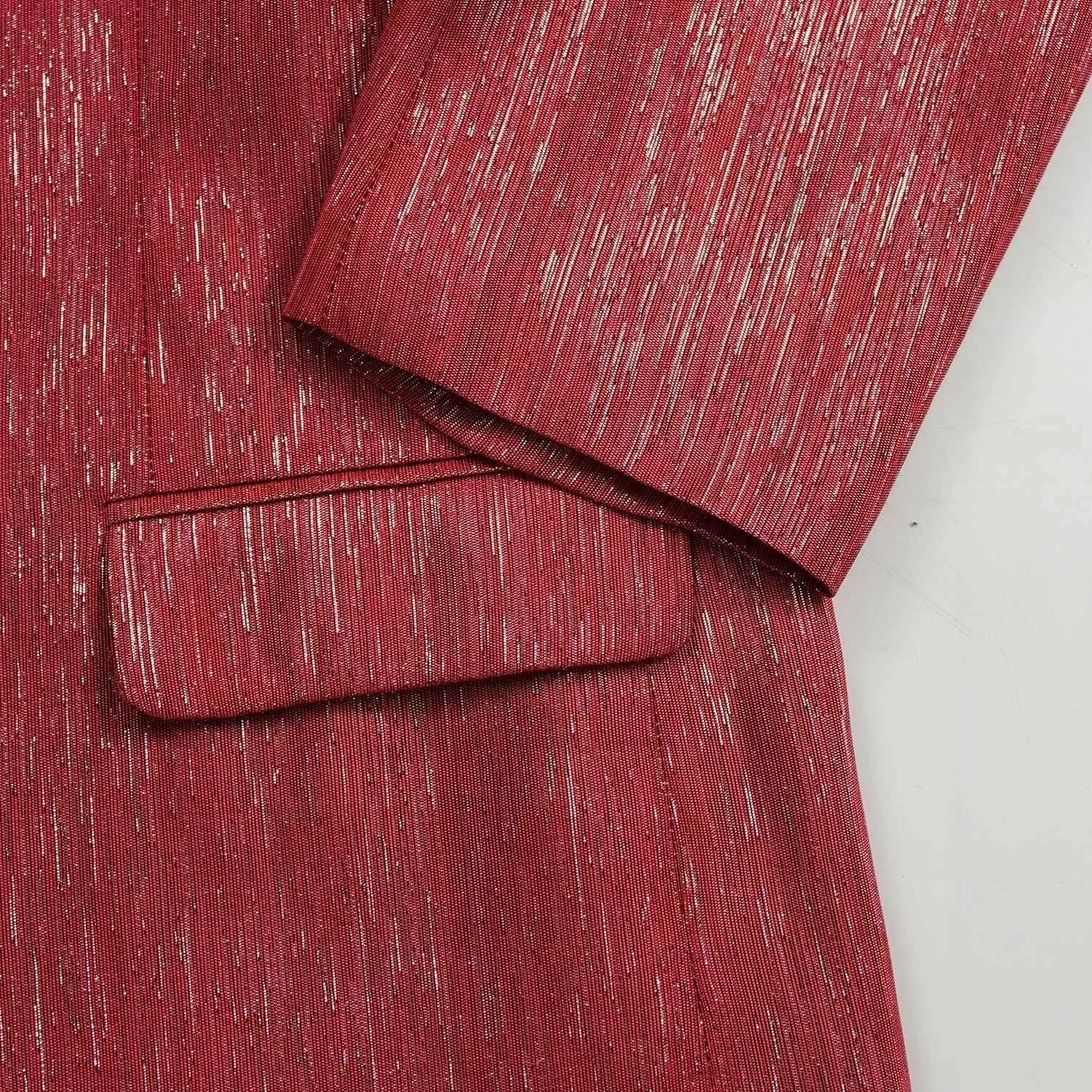 Men's Sequin Stripe Suit 2 Piece Set Shiny Blazer and Pants Disco Party Outfit