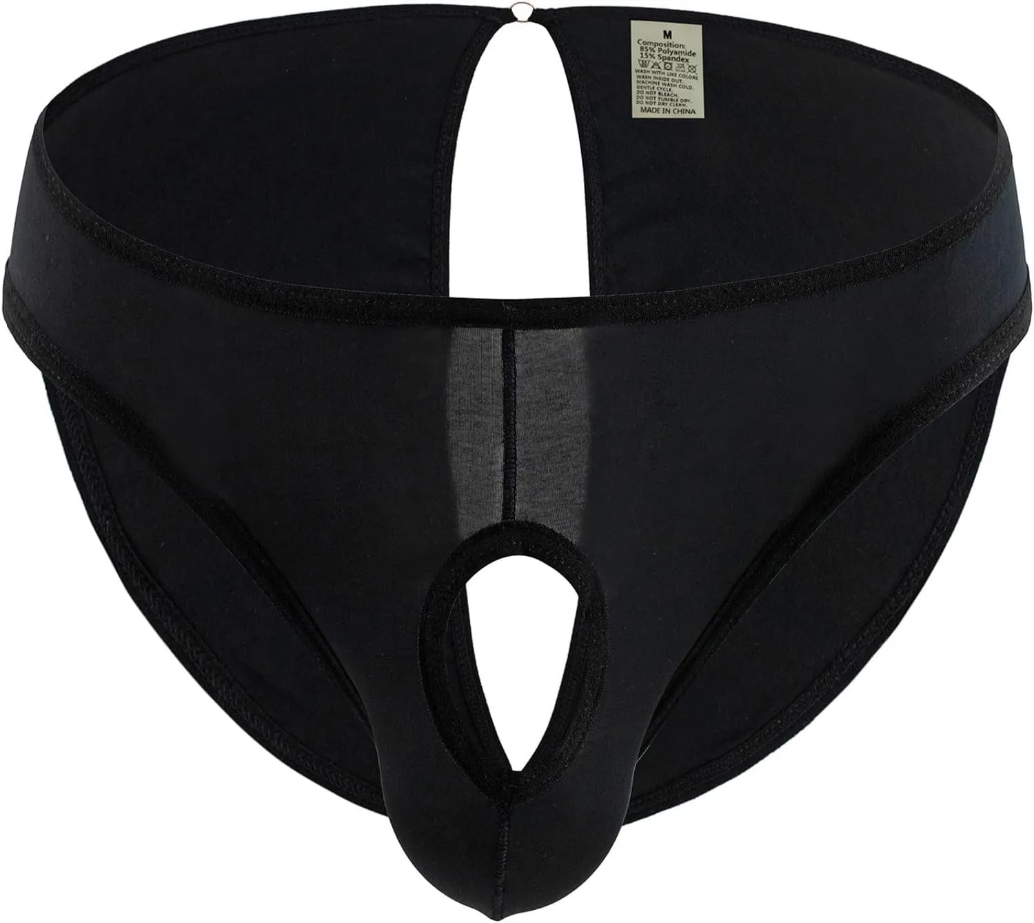 Men's Sexy Elephant Nose Hole In Front Underwear, Sexy Mesh G-String Thong Briefs Underwear Panties, X-Large, Black
