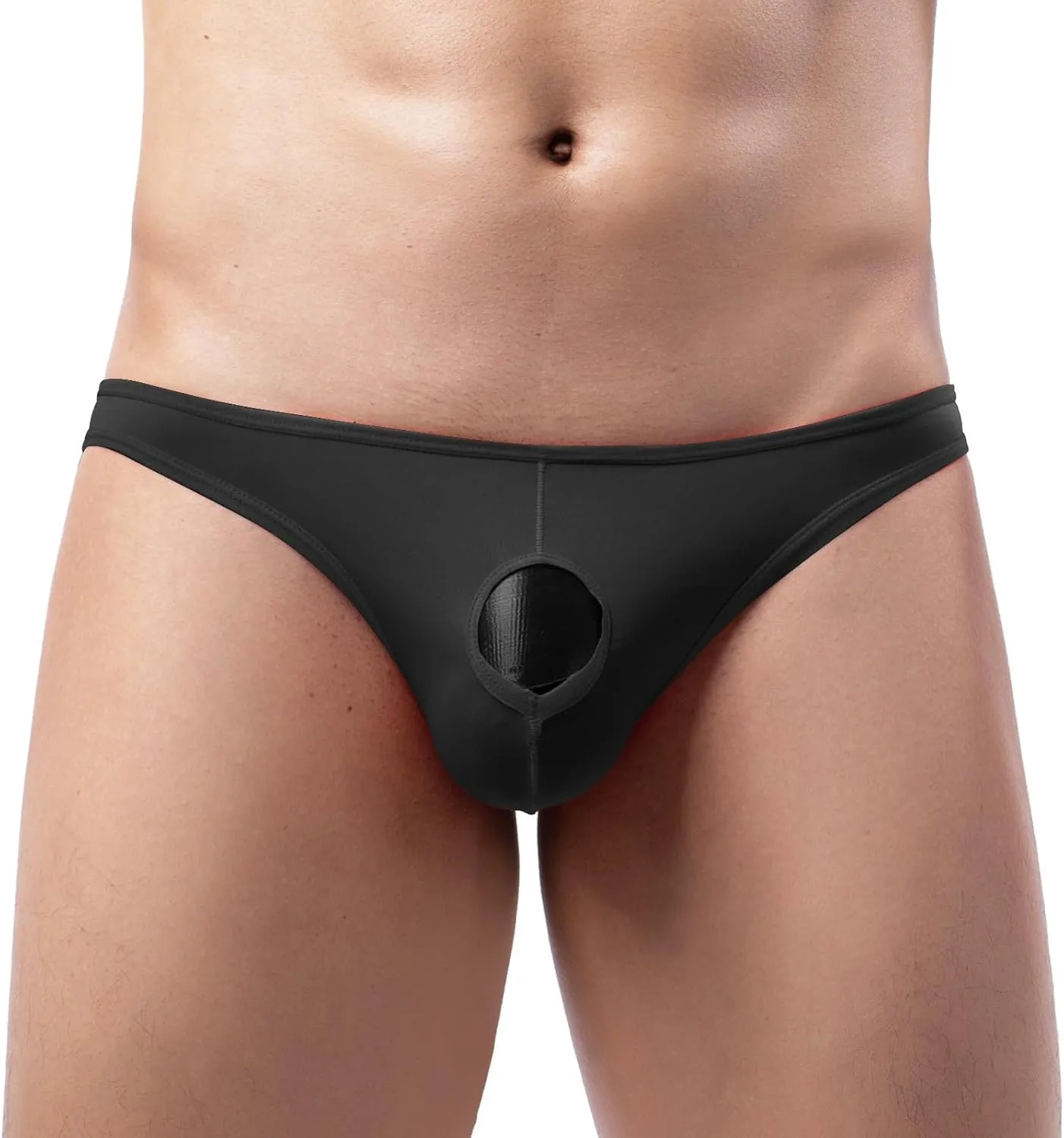 Men's Sexy Elephant Nose Hole In Front Underwear, Sexy Mesh G-String Thong Briefs Underwear Panties, X-Large, Black