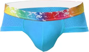 Mens Sexy Mesh Underwear Boxer Briefs Low Rise Breathable Underpants With Rainbow Elastic Band