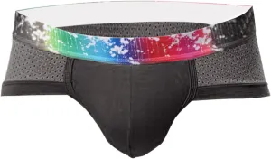 Mens Sexy Mesh Underwear Boxer Briefs Low Rise Breathable Underpants With Rainbow Elastic Band