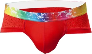 Mens Sexy Mesh Underwear Boxer Briefs Low Rise Breathable Underpants With Rainbow Elastic Band