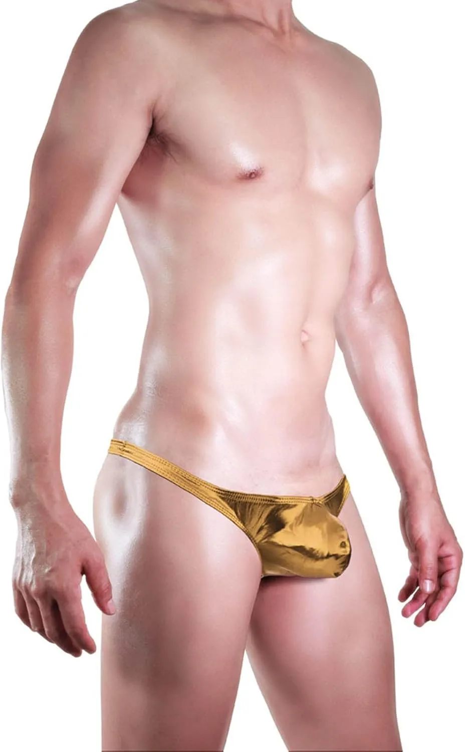 Men's Sexy PU Leather Thong Underwear Bulge Pouch Low Waist Underpants G-String See Through Comfy Erotic Lingerie