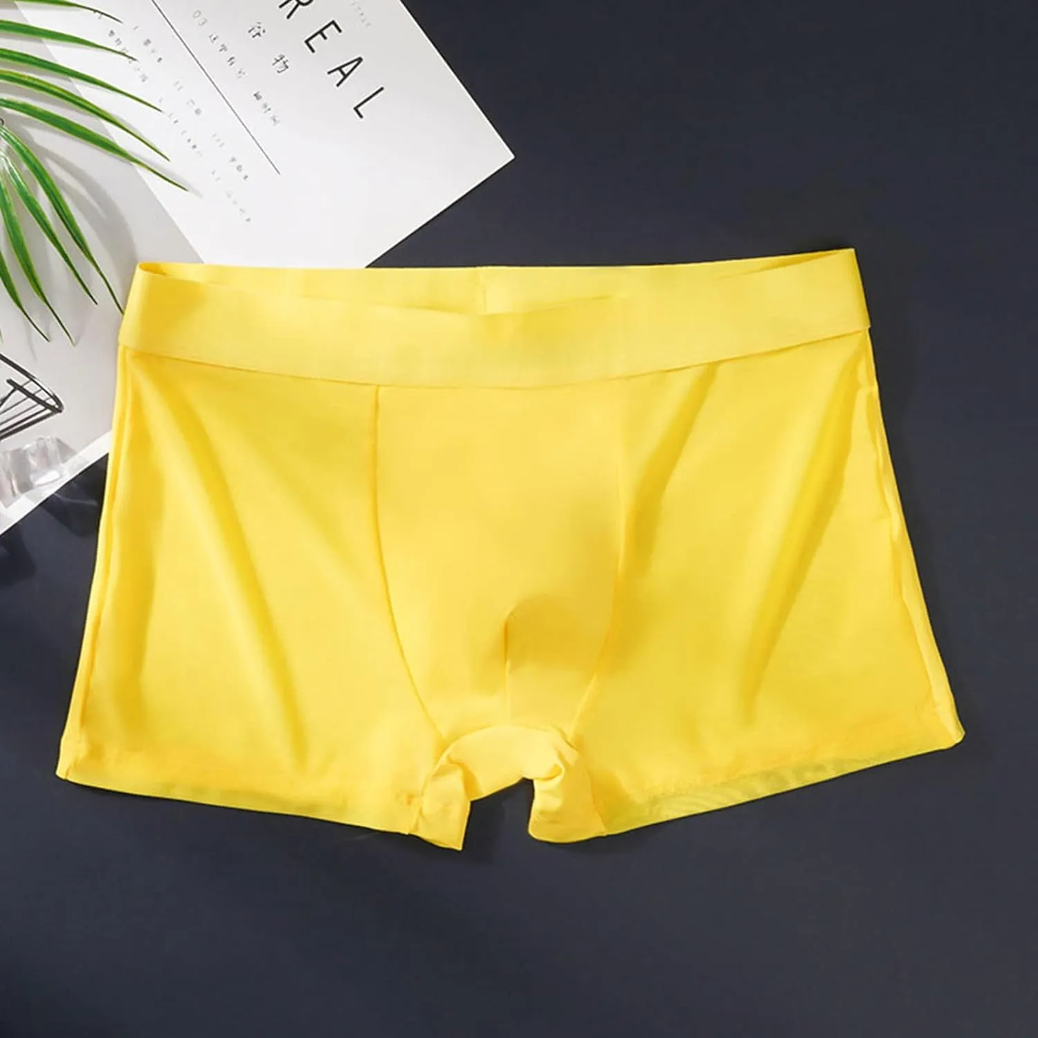 Mens Silk Underwear Boxer Briefs Soft Seamless Underwear Thin Quick Dry Breathable Boxer Briefs Trunks