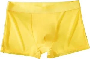 Mens Silk Underwear Boxer Briefs Soft Seamless Underwear Thin Quick Dry Breathable Boxer Briefs Trunks