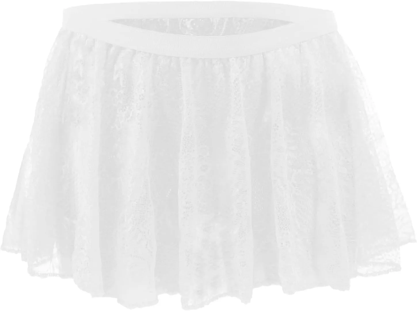 Men's Sissy Crossdressing Lingerie Sheer Mini Skirt Lace Trim Tulle Micro Skirts Underwear
