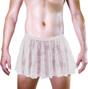 Men's Sissy Crossdressing Lingerie Sheer Mini Skirt Lace Trim Tulle Micro Skirts Underwear