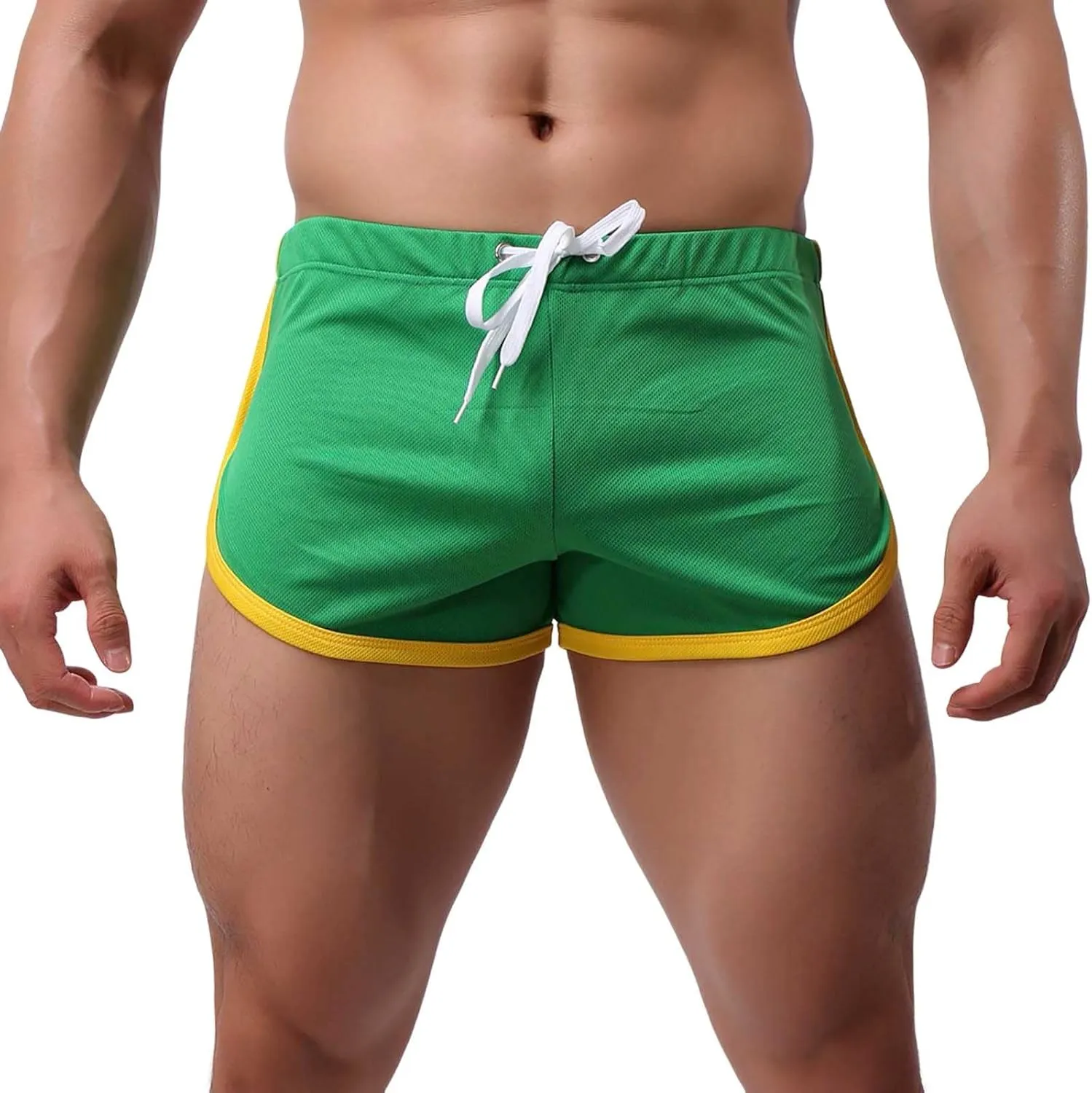 Men's Skinny Athletic Shorts Workout Gym Elastic Waist Drawstring Running Shorts Lightweight Soft Comfy Sport Short