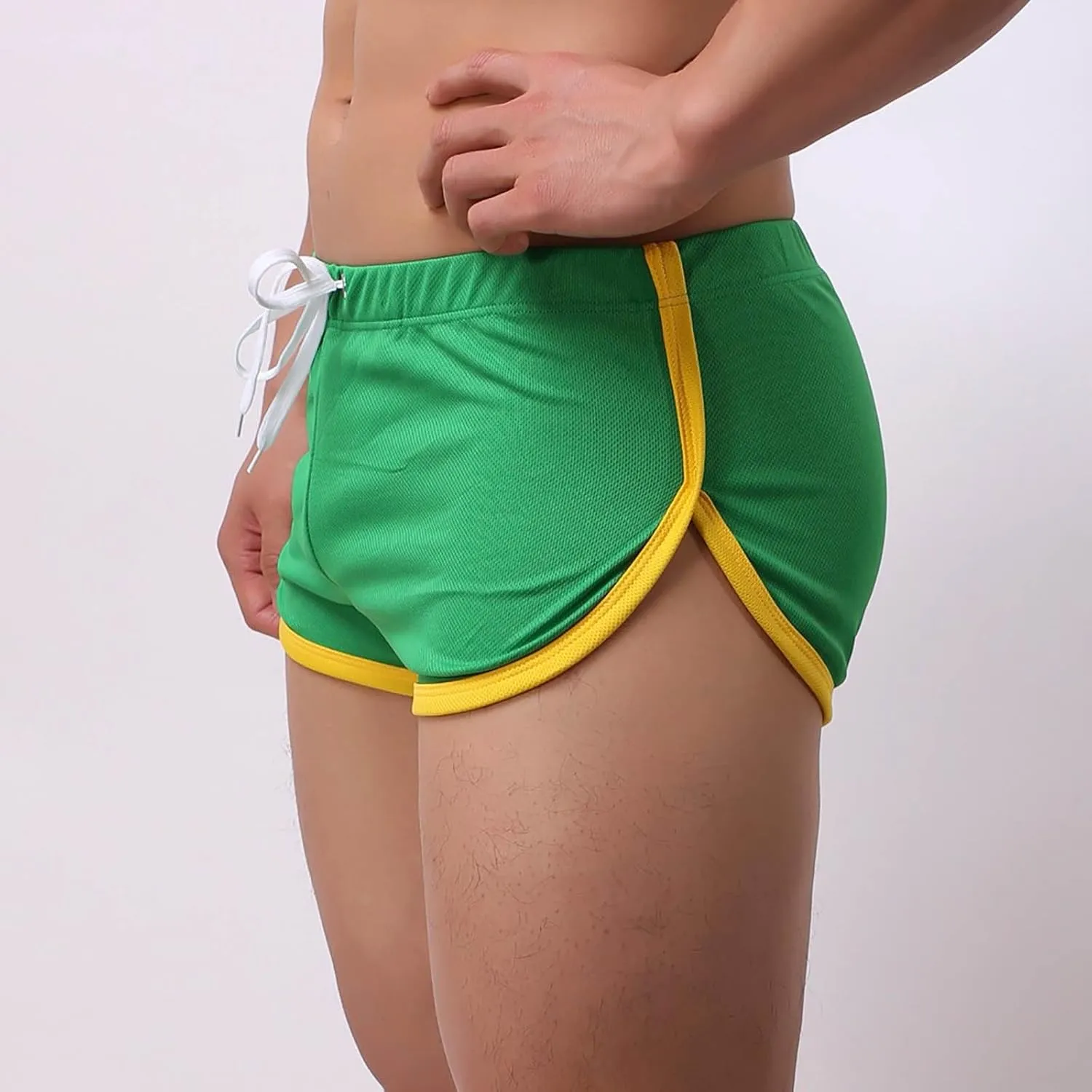 Men's Skinny Athletic Shorts Workout Gym Elastic Waist Drawstring Running Shorts Lightweight Soft Comfy Sport Short