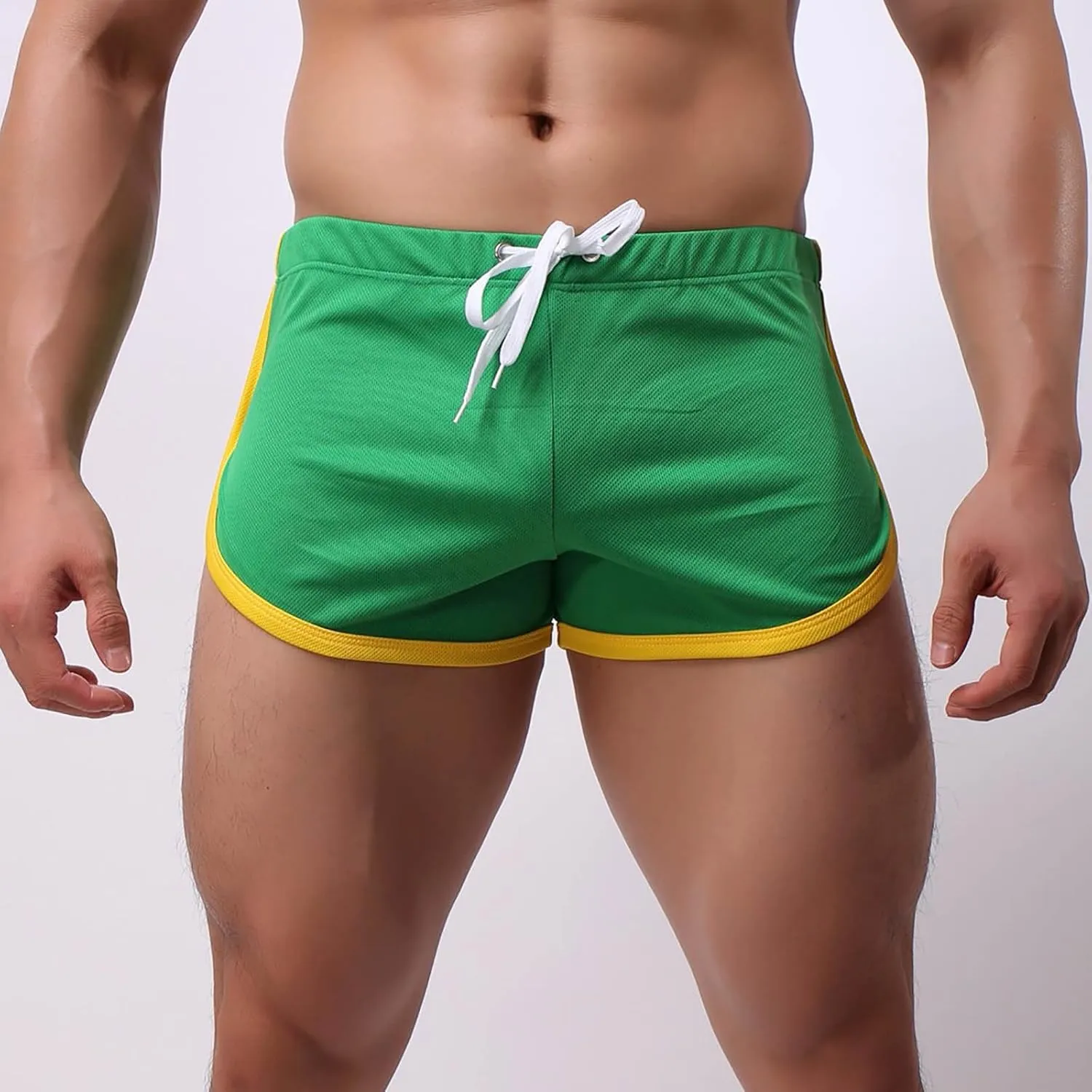Men's Skinny Athletic Shorts Workout Gym Elastic Waist Drawstring Running Shorts Lightweight Soft Comfy Sport Short