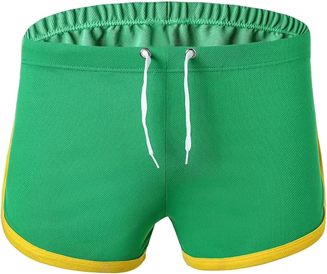 Men's Skinny Athletic Shorts Workout Gym Elastic Waist Drawstring Running Shorts Lightweight Soft Comfy Sport Short