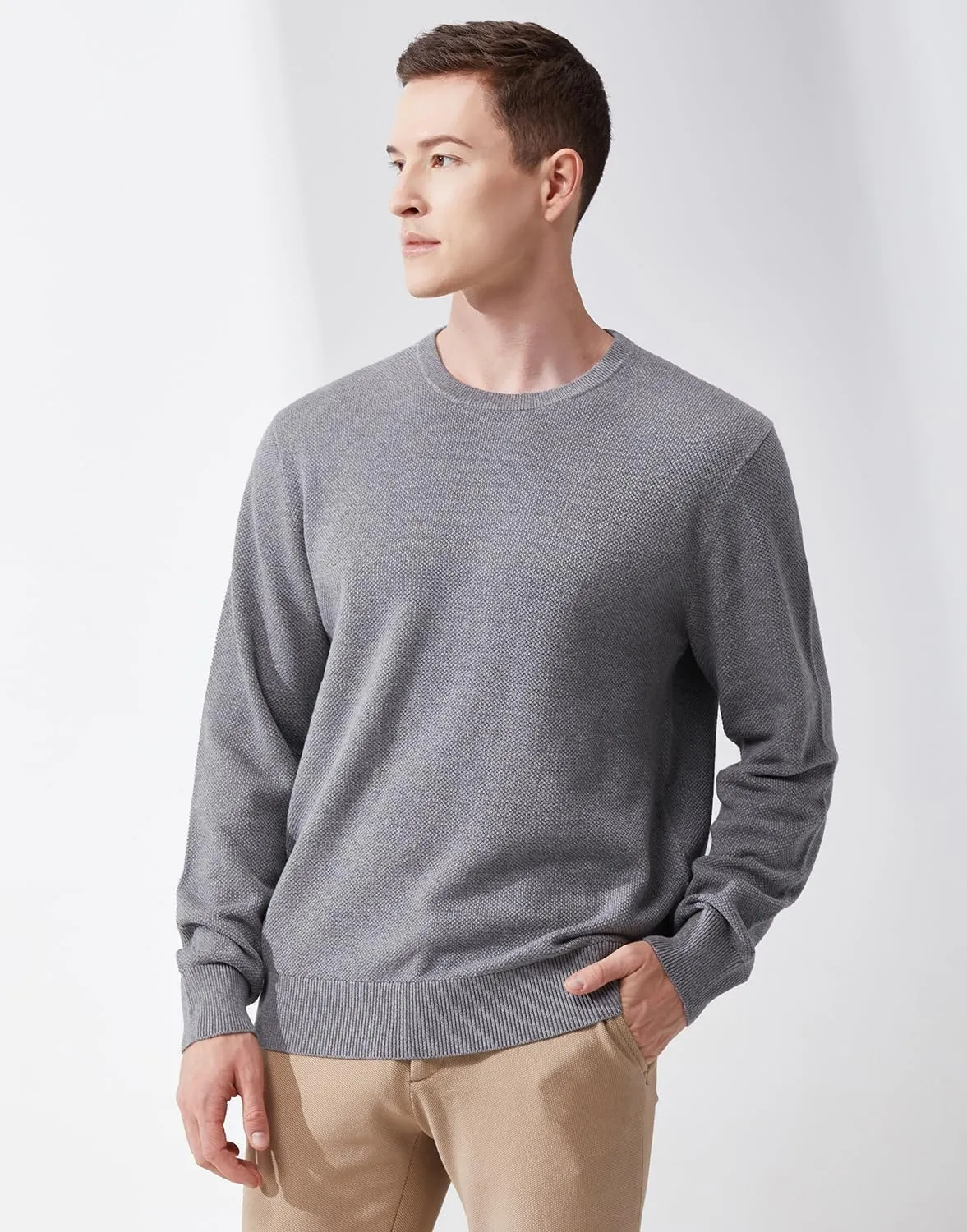 Men's Slim Fit Casual Long Sleeve Crewneck Pullover Sweater