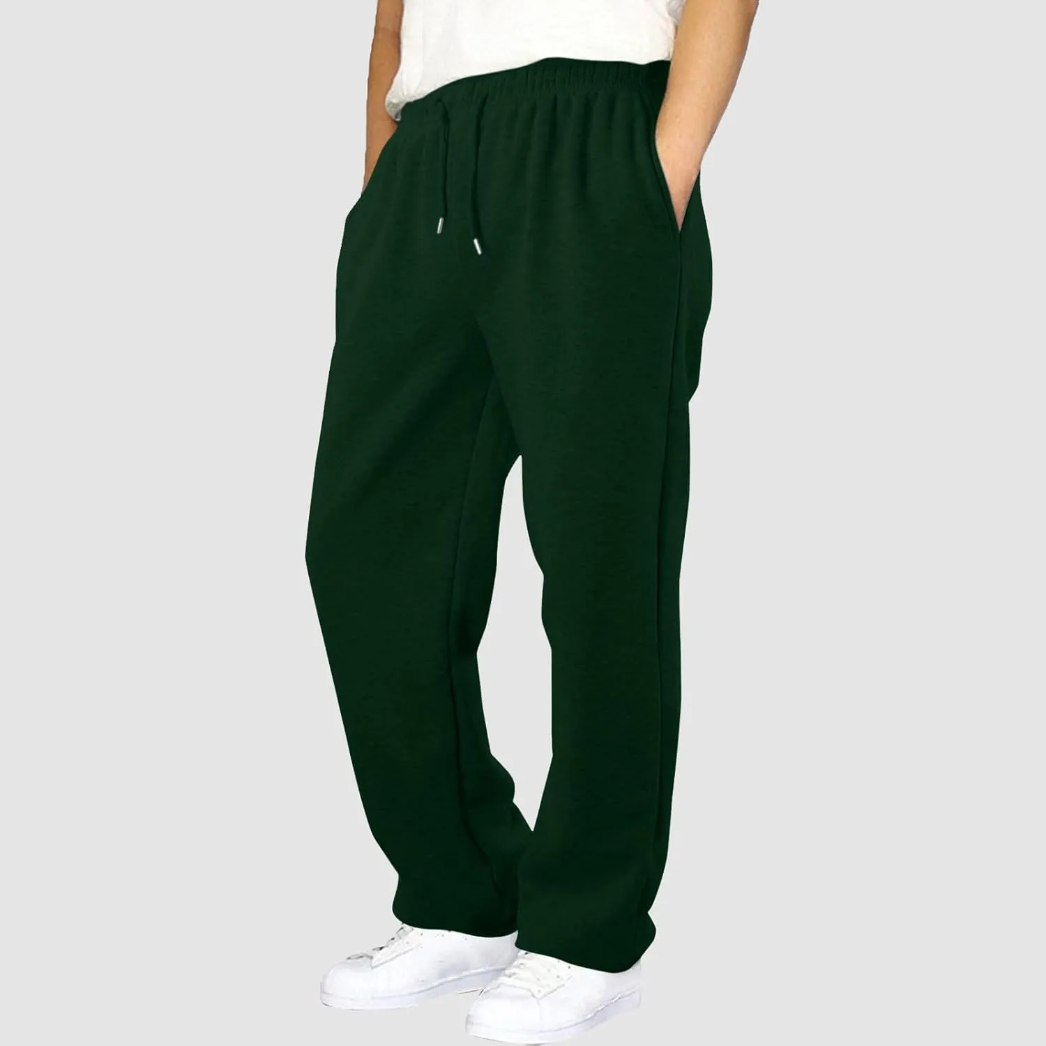 Men's Slim Fit Tapered Chino Pants, Fleece Lined Sweatpants Straight Leg Workout Comfy Pants Bottom Sweatpants Joggers