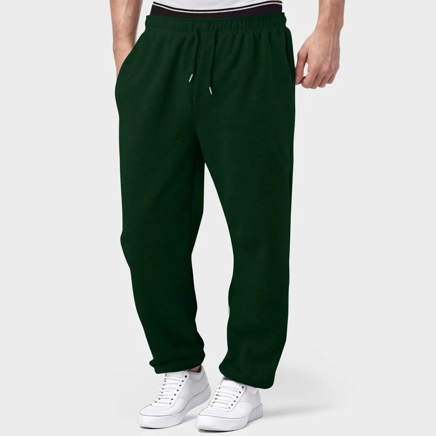Men's Slim Fit Tapered Chino Pants, Fleece Lined Sweatpants Straight Leg Workout Comfy Pants Bottom Sweatpants Joggers