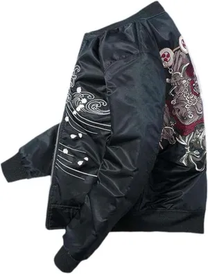 Men's Spring Autumn Winter Embroidered Jacket Sukajan Coat Youth Baseball Coat Thick Pilot Jackets Cotton Padded