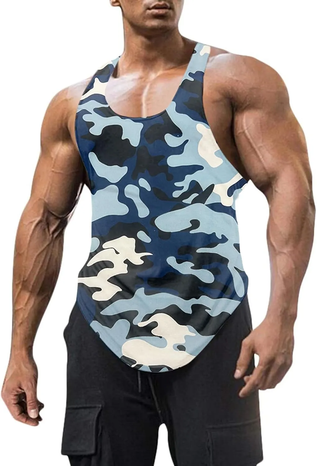 Mens Stringer Tank Tops Y-Back Bodybuilding Sleeveless Gym Muscle Workout Shirts