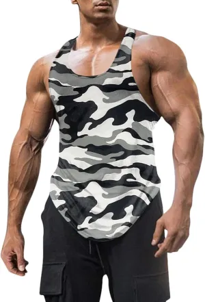 Mens Stringer Tank Tops Y-Back Bodybuilding Sleeveless Gym Muscle Workout Shirts