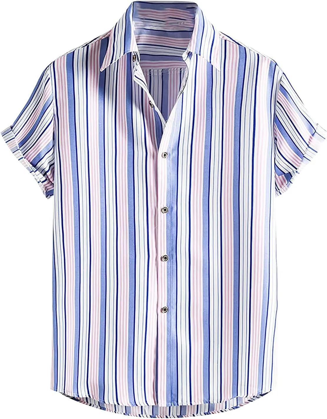 Men's Striped Shirts Button Down Beach Shirt Short Sleeve Hawaiian Shirt Tees Quick Dry Western Shirt 2025 Trendy