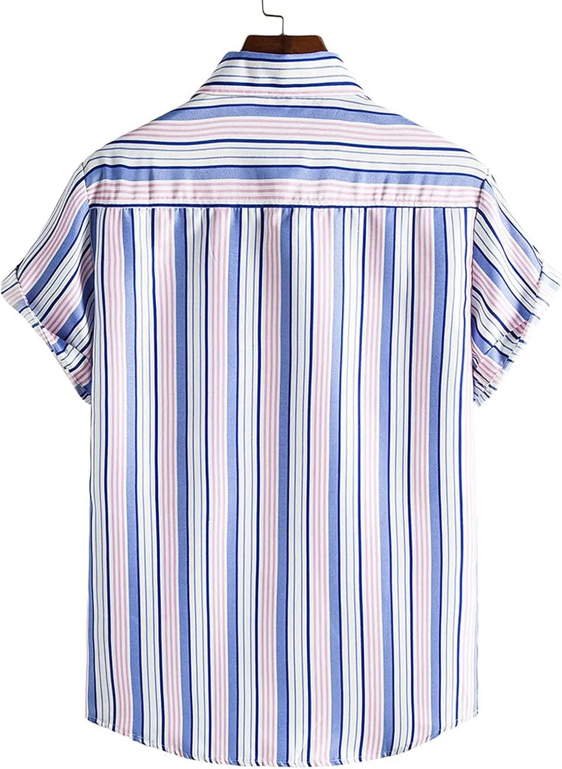 Men's Striped Shirts Button Down Beach Shirt Short Sleeve Hawaiian Shirt Tees Quick Dry Western Shirt 2025 Trendy