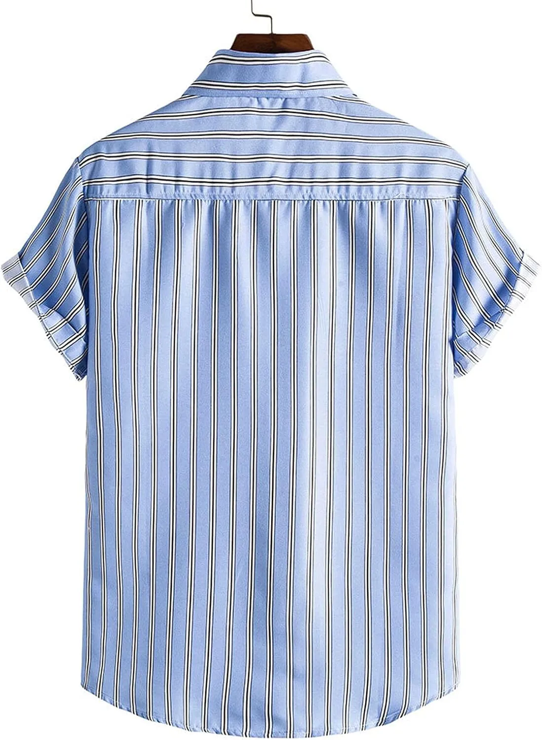 Men's Striped Shirts Button Down Beach Shirt Short Sleeve Hawaiian Shirt Tees Quick Dry Western Shirt 2025 Trendy