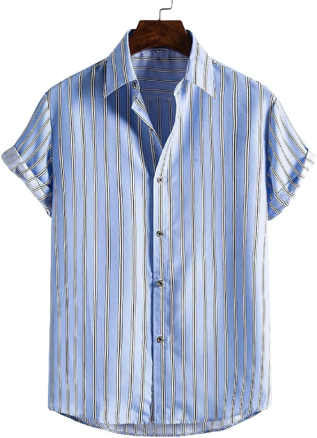 Men's Striped Shirts Button Down Beach Shirt Short Sleeve Hawaiian Shirt Tees Quick Dry Western Shirt 2025 Trendy