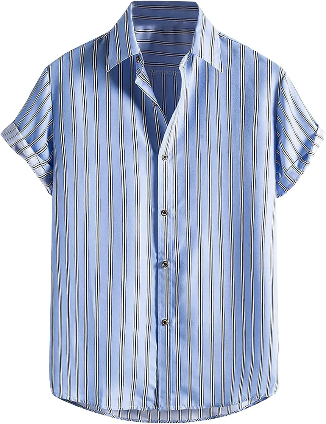 Men's Striped Shirts Button Down Beach Shirt Short Sleeve Hawaiian Shirt Tees Quick Dry Western Shirt 2025 Trendy