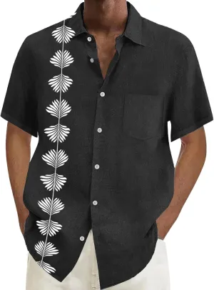 Mens Summer Beach Shirts Short Sleeved Shirt with Buttons Down Shirt Men's Beach Summer Shirt Button Up Shirt Men