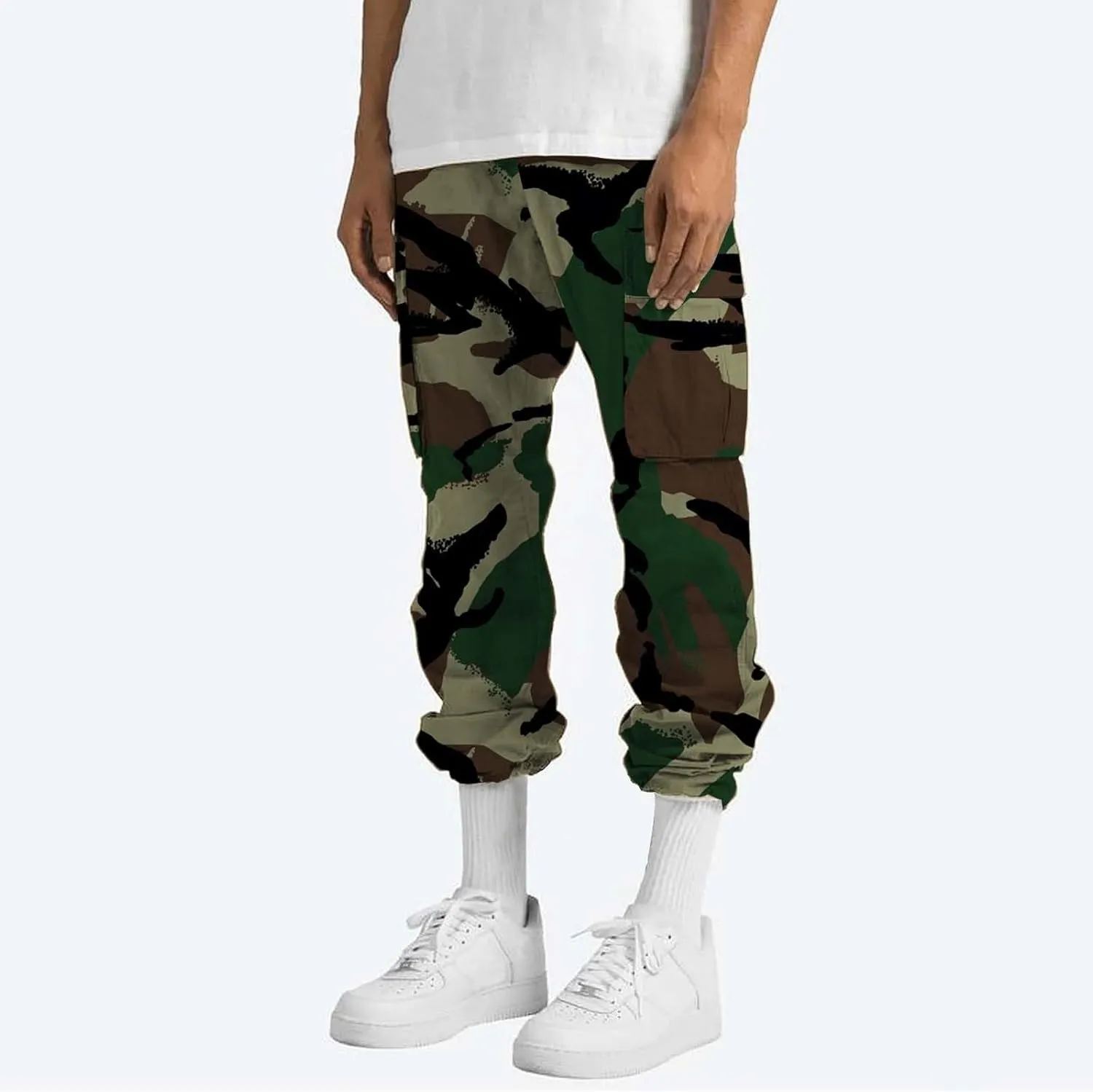 Men's Sweatpants Tapered Joggers Pants Drawstring Stretch Elastic Waist Tapered Pants Gym Running Workout Jogger Pant