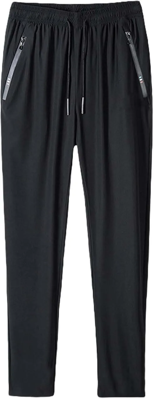 Mens Sweatpants Thin Stretch Quick Dry Casual Tapered Trousers Workout Track Running Gym Athletic Pants with Pockets