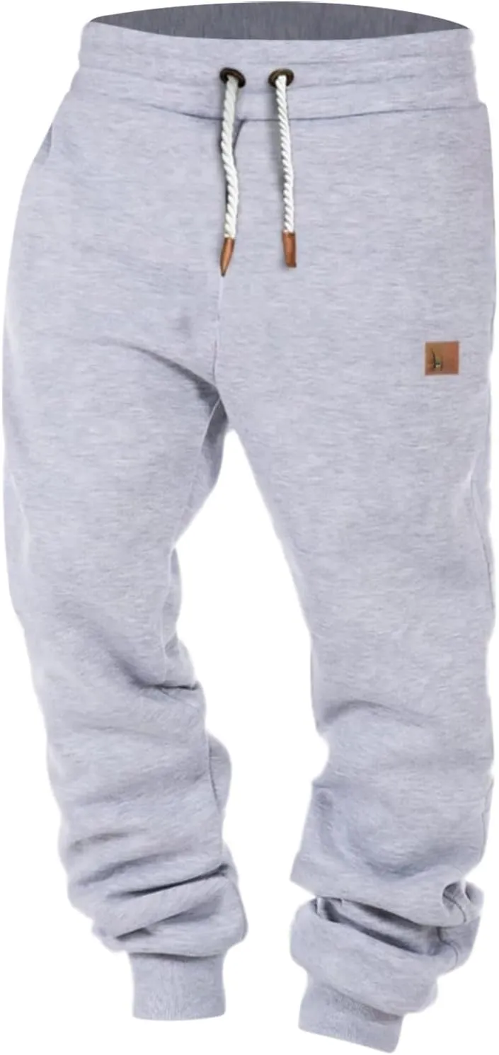 Mens Sweatpants with Pockets, Elastic Waist Casual Drawstring Jogger Sweat Pant, Workout Athletic Tapered Sport Trouser
