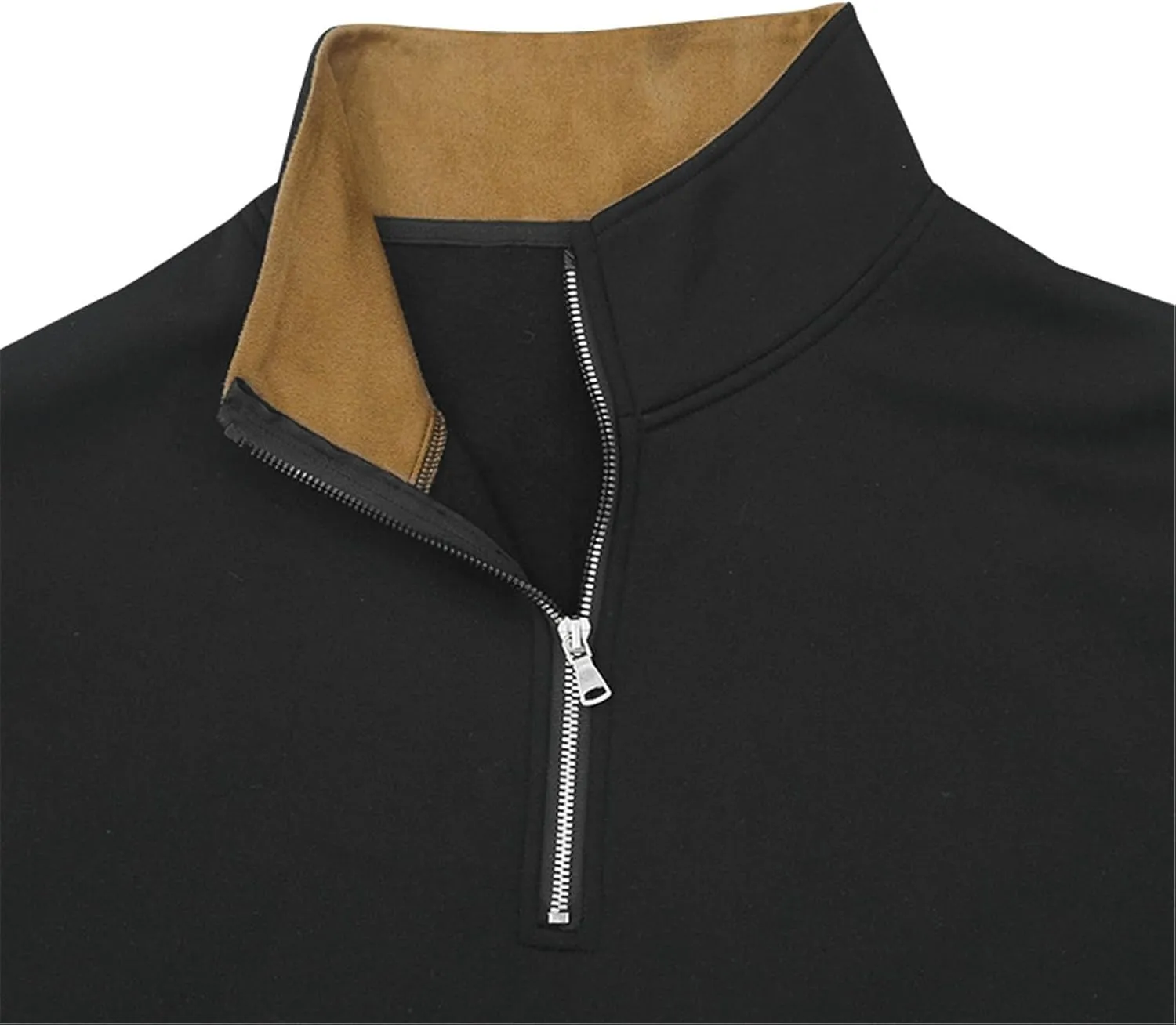 Mens Sweatshirt Stand Collar Corduroy Polo Warm Cuff Patch Long Sleeve Sweatshirt Top Stand Collar Button Pullover