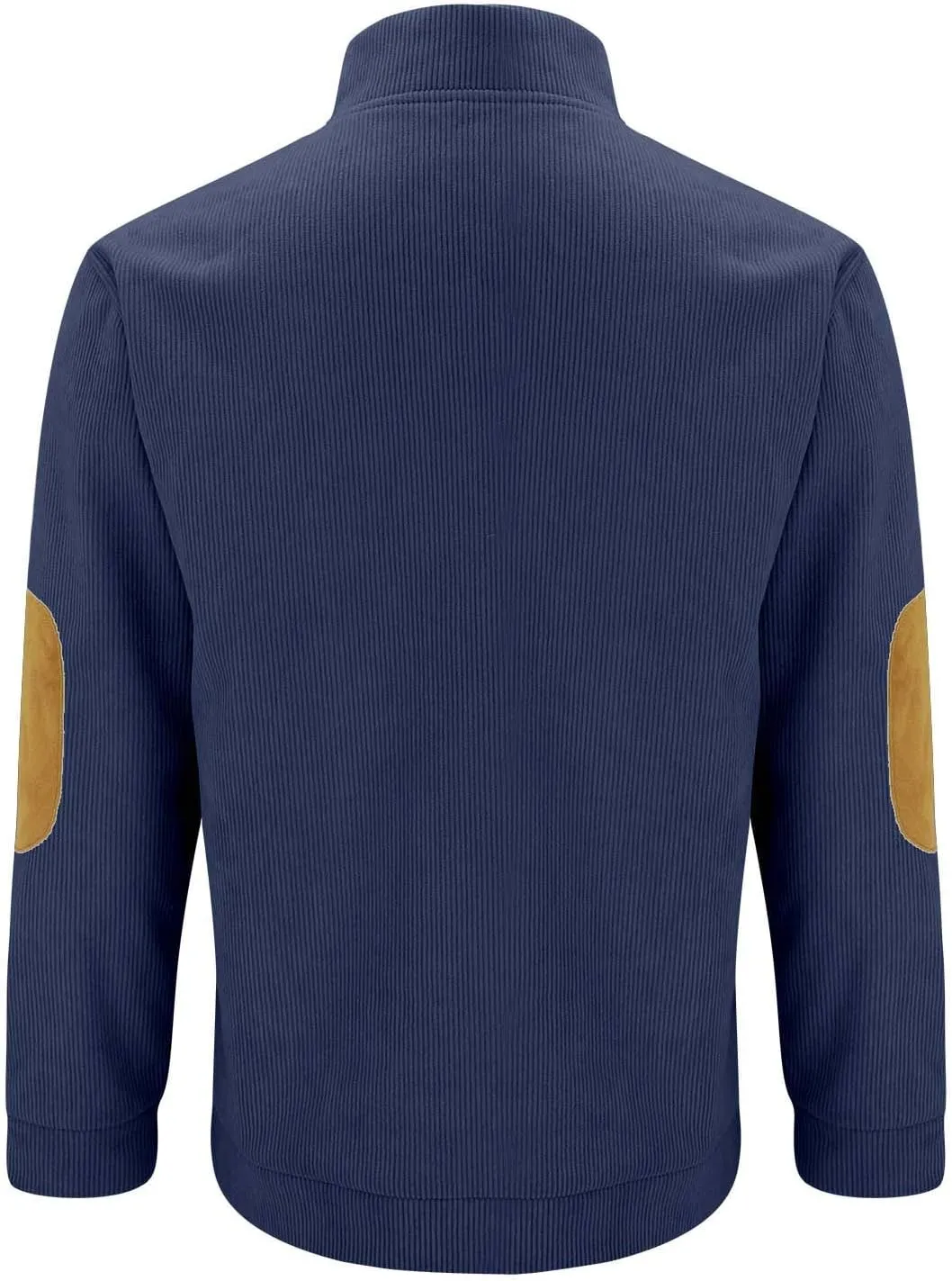 Mens Sweatshirt Stand Collar Corduroy Polo Warm Cuff Patch Long Sleeve Sweatshirt Top Stand Collar Button Pullover