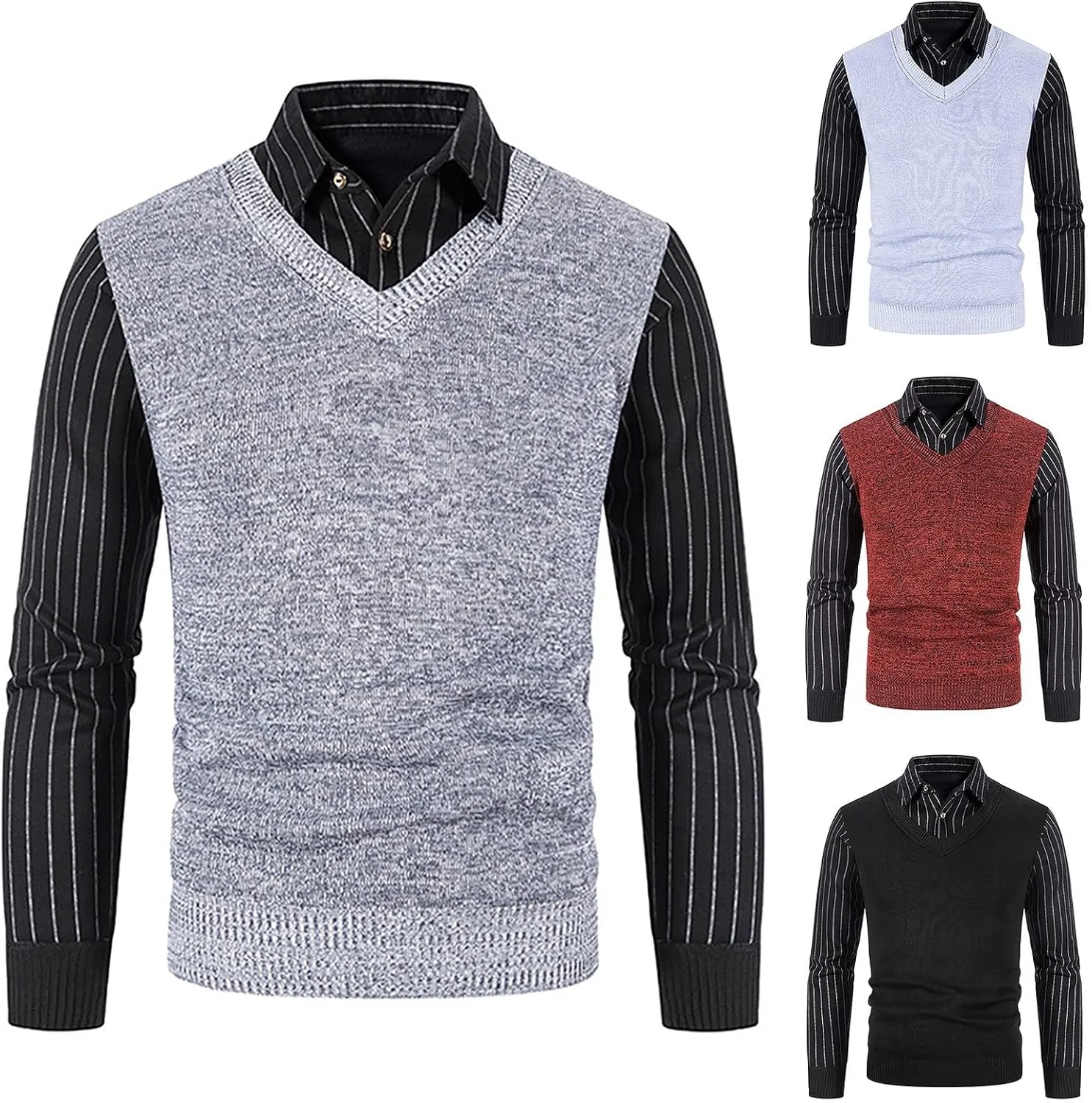 Mens Tan Sweater Winter Sweater Tops Slim Collar Solid Color Thickening Half Zipper Knit Bottoming Black Mens