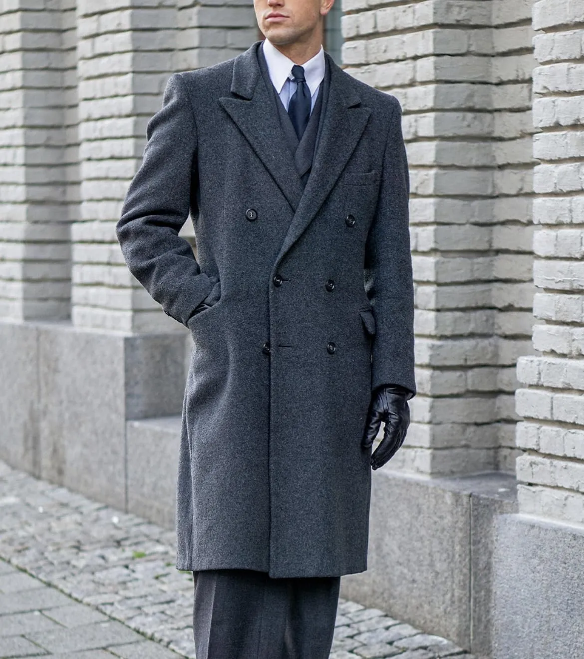 Men's Trench Coat Double Breasted Notched Lapel Peacoat Casual Warm Winter Long Jacket Overcoat With Pockets