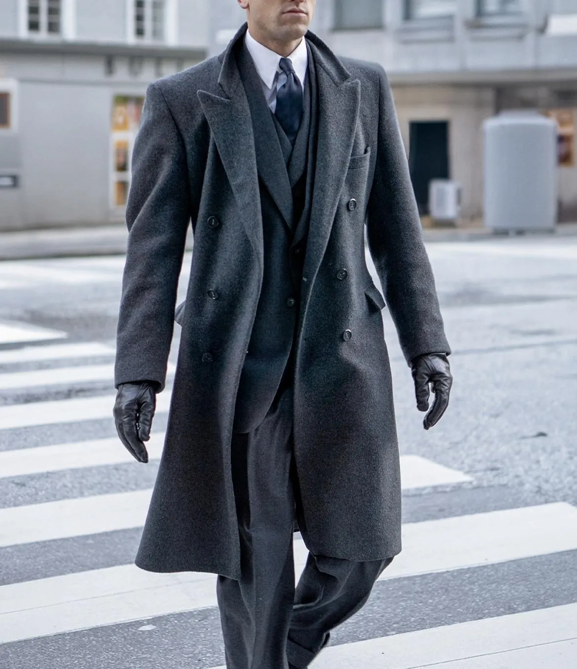 Men's Trench Coat Double Breasted Notched Lapel Peacoat Casual Warm Winter Long Jacket Overcoat With Pockets
