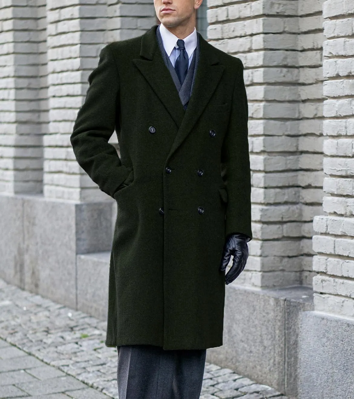 Men's Trench Coat Double Breasted Notched Lapel Peacoat Casual Warm Winter Long Jacket Overcoat With Pockets