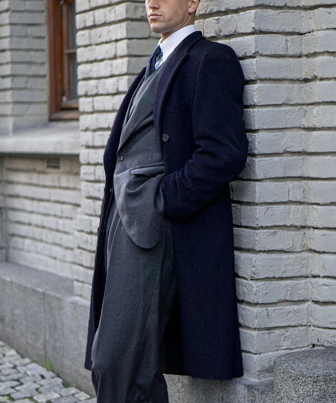 Men's Trench Coat Double Breasted Notched Lapel Peacoat Casual Warm Winter Long Jacket Overcoat With Pockets