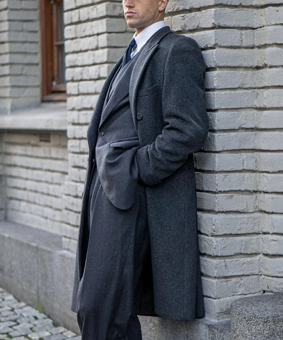 Men's Trench Coat Double Breasted Notched Lapel Peacoat Casual Warm Winter Long Jacket Overcoat With Pockets