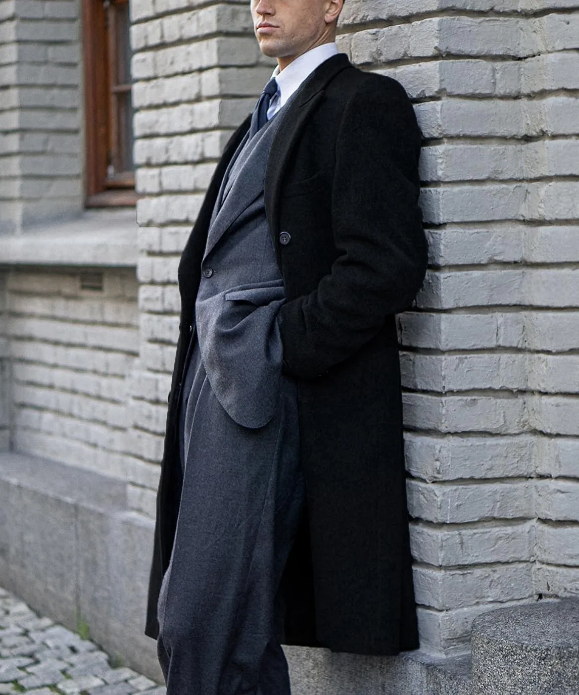 Men's Trench Coat Double Breasted Notched Lapel Peacoat Casual Warm Winter Long Jacket Overcoat With Pockets