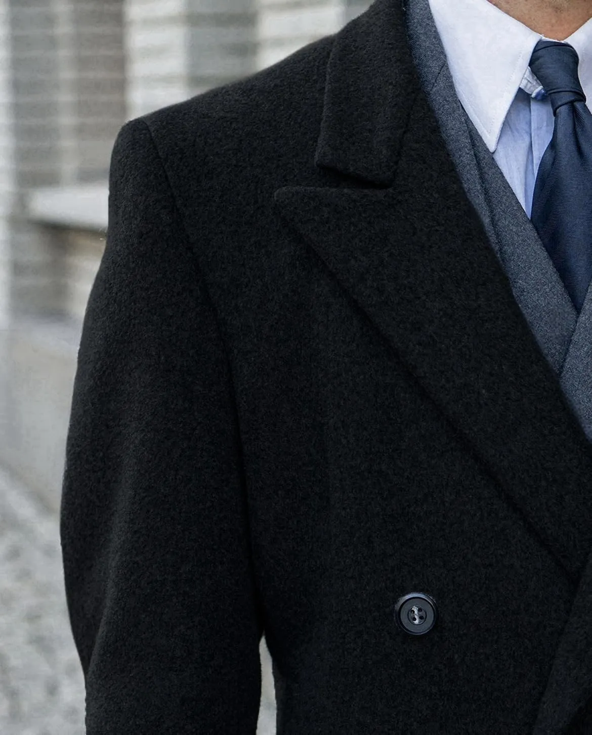 Men's Trench Coat Double Breasted Notched Lapel Peacoat Casual Warm Winter Long Jacket Overcoat With Pockets