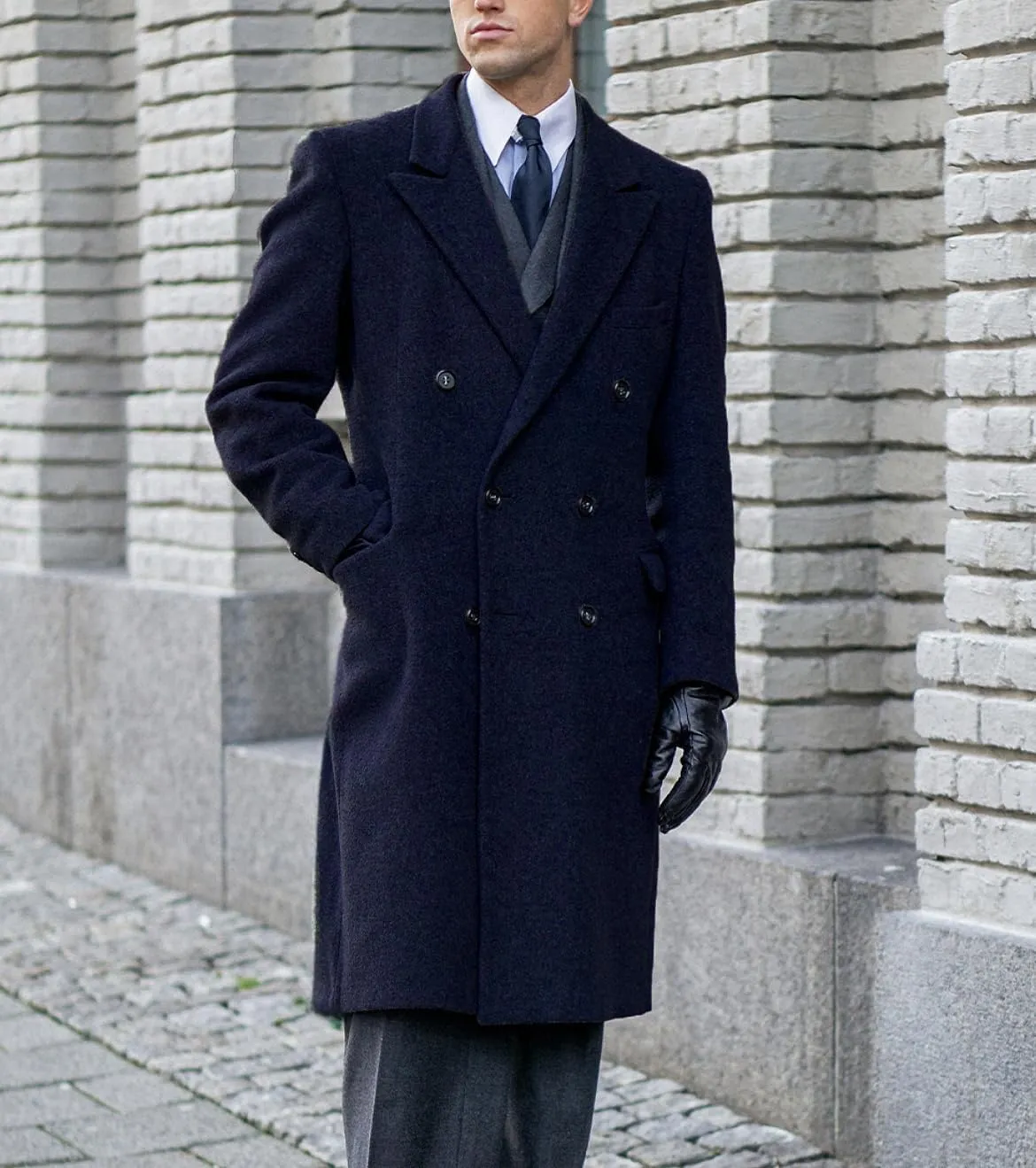 Men's Trench Coat Double Breasted Notched Lapel Peacoat Casual Warm Winter Long Jacket Overcoat With Pockets