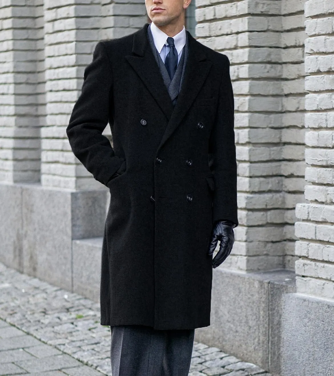 Men's Trench Coat Double Breasted Notched Lapel Peacoat Casual Warm Winter Long Jacket Overcoat With Pockets